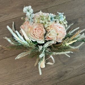 New in package Wedding Floral Light Pink Rose Bouquet with Ivory Ribbon